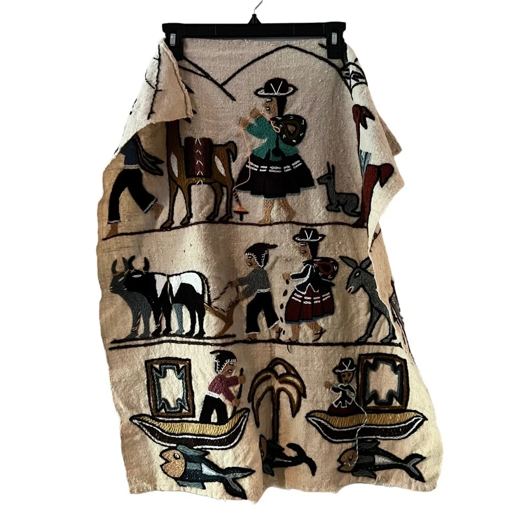 Handmade Hanging Mural Traditional Sewn Tapestry Decor